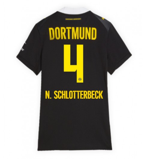 Borussia Dortmund Nico Schlotterbeck #4 Vieraspaita Naisten 2026-27 Lyhythihainen Borussia Dortmund Nico Schlotterbeck #4 Vieraspaita Naisten 2026-27 Lyhythihainen